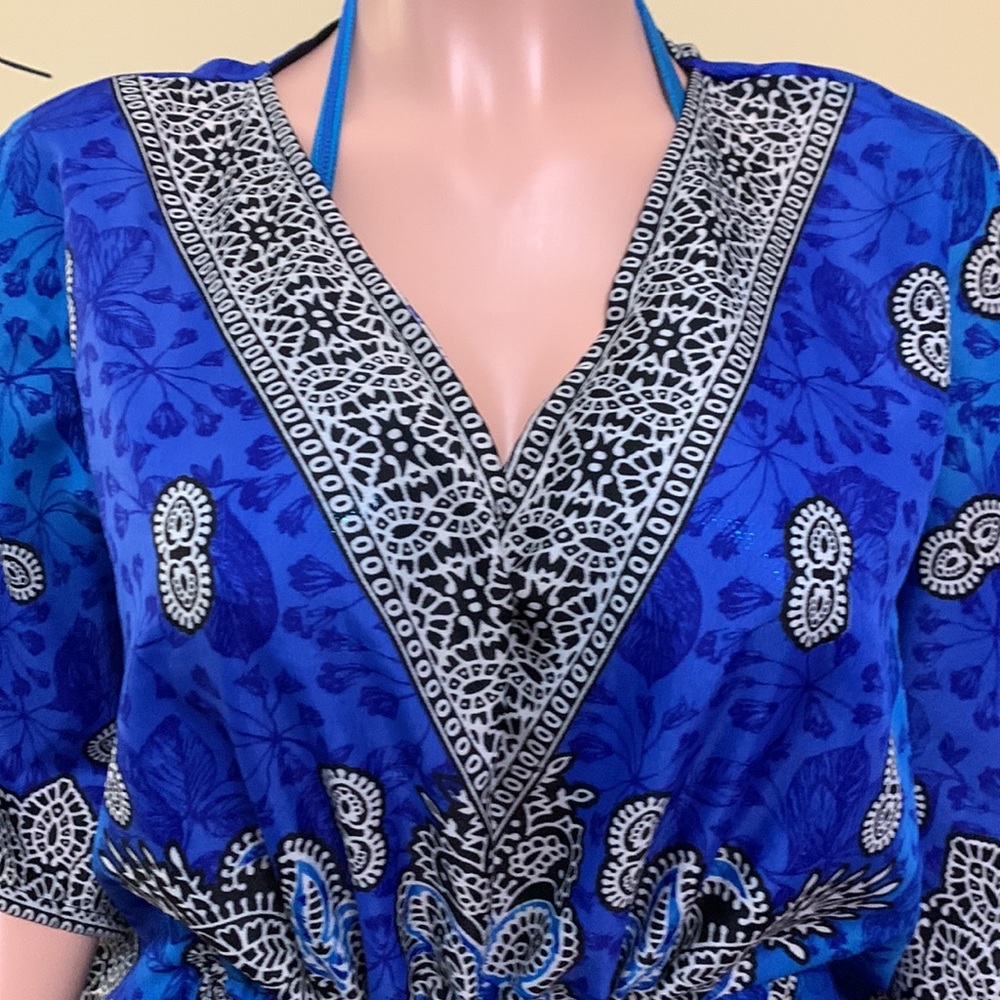 👙Swim Cover Up. V Neck Blue, Black, Cream,  & Turquoise Blue. - Picture 3 of 6